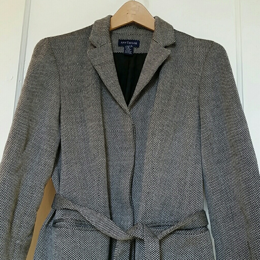 Ann Taylor patterned long wool coat